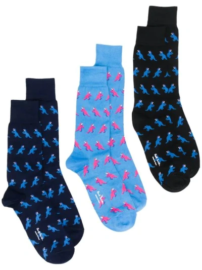 Paul Smith Dino Multi Pack Socks In Blue