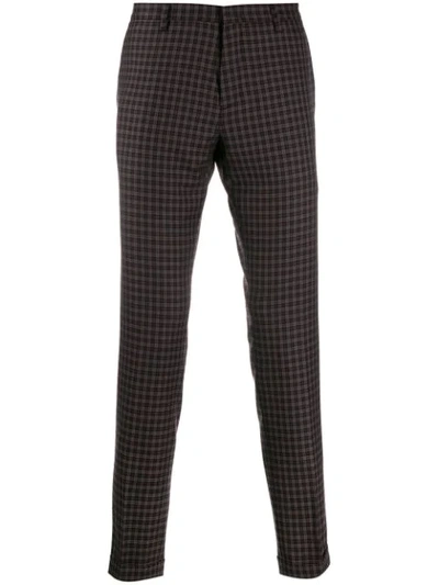 Paul Smith Checked Slim-fit Trousers In Black