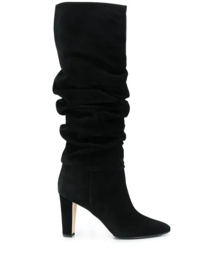 Manolo Blahnik Shushanhi Slouch Suede Boots In Black