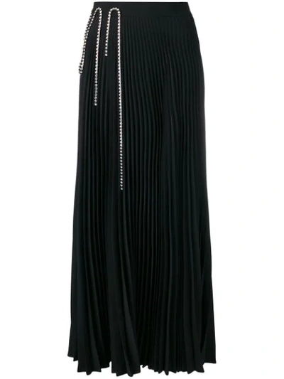 Christopher Kane Crystal-embellished Pleated Cady Midi Skirt In Black