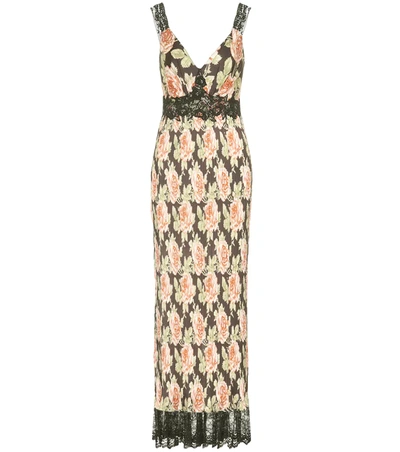 Paco Rabanne Floral And Lace Maxi Dress In Multicolor