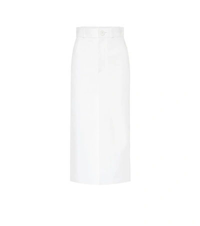Balenciaga Leather Midi Skirt In White
