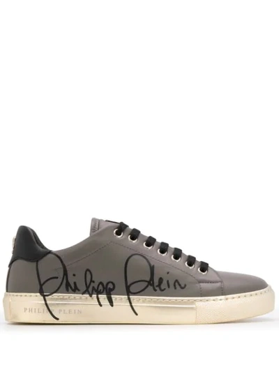 Philipp Plein Signature Low Top Sneakers In Grey