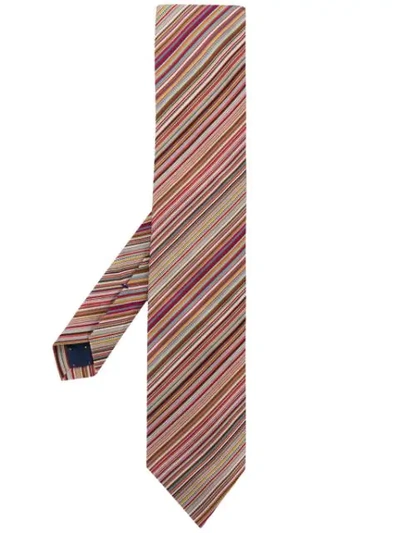 Paul Smith Classic Striped Tie In Red