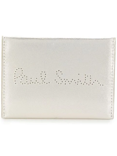 Paul Smith Logo Perforated Cardholder In Silver