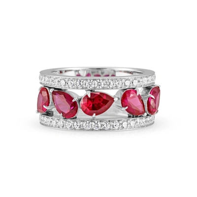 Atelier Swarovski Lola Wide Band Ring Swarovski Created Rubies Size 58