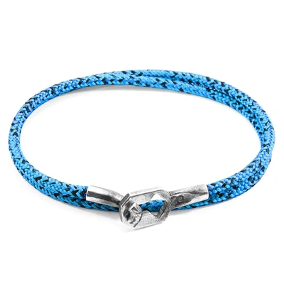 Anchor & Crew Blue Noir Tenby Silver And Rope Bracelet