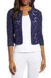 Anne Klein Floral Lace Crop Cardigan In Distant Mountain