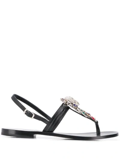 Philipp Plein Flat Skull Sandals In Black