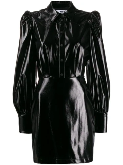 Msgm Puff-sleeve Dress In Black