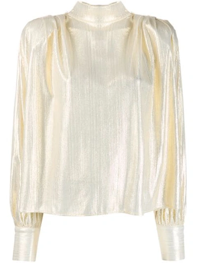 Msgm High-neck Blouse In Gold