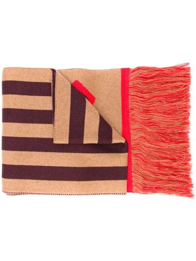 Msgm Logo Scarf In Neutrals