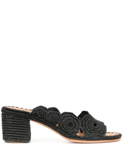 Carrie Forbes Ayoub Raffia Mules In Black