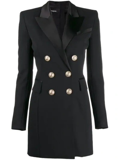 Balmain Button-embellished Mini Dress In Black