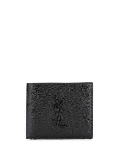 Saint Laurent Monogram Grained Wallet In Black