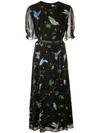 Altuzarra Gormann Bird-print Silk-chiffon Midi Dress In Black