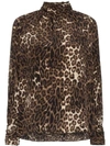 Nili Lotan Alana Leopard Print Silk Blouse In Brown