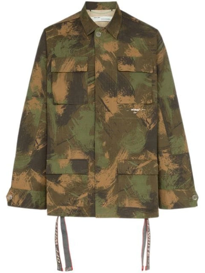 Off-white Branded Camouflage Jacket In Green