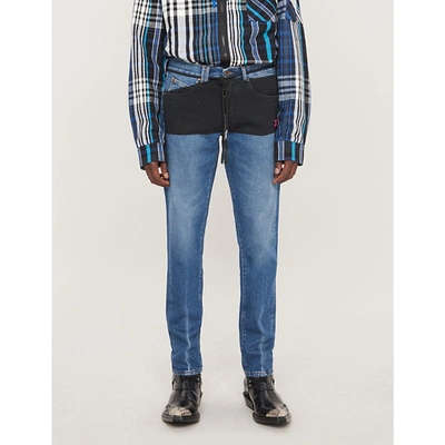 Off-white Slim Fit Low Crotch Cropped Jeans In Blue,black