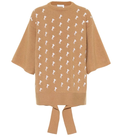 Chloé Embroidered Wool-blend Sweater In Beige