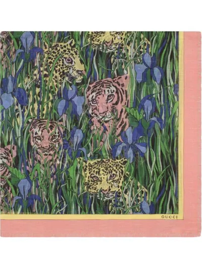 Gucci Tiger Print Scarf  In 1072 Verde
