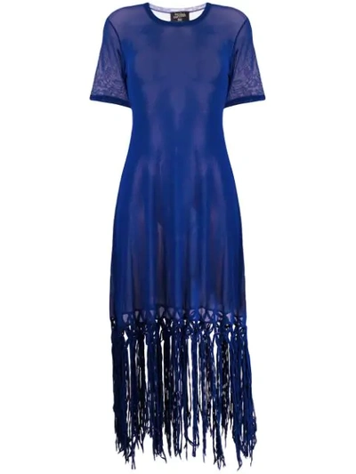 Pre-owned Jean Paul Gaultier Fringed Tulle Dress In Blue