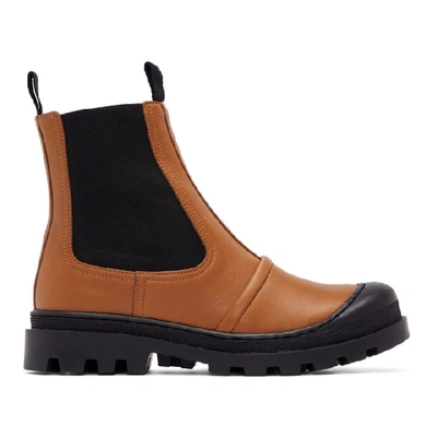 Loewe Tread-sole Leather Ankle Boots In Brown