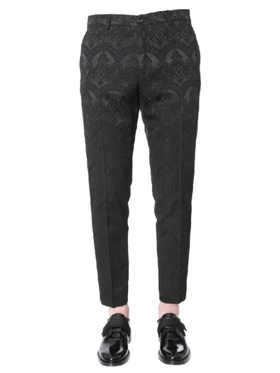 Dolce & Gabbana Jacquard Pants In Nero