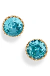 Kate Spade Gold-plated & Cubic Zirconia Stud Earrings In Aquamarine