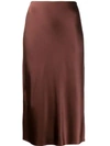Joseph Frances Silk-satin Midi Skirt In Brown