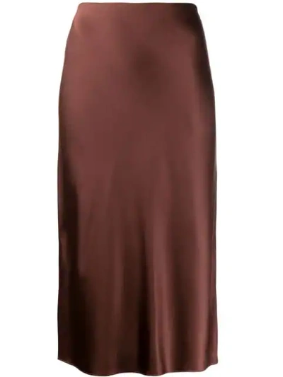 Joseph Frances Silk-satin Midi Skirt In Brown
