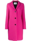 Msgm Single-breasted Coat In Fuchsia