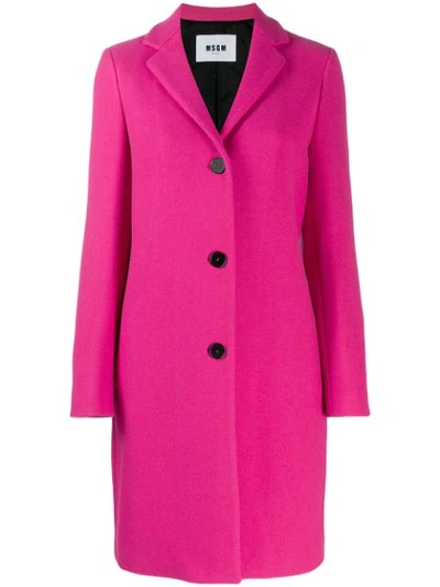 Msgm Single-breasted Coat In Fuchsia
