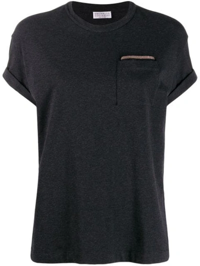Brunello Cucinelli Bead-embellished T-shirt In Black