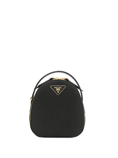 Prada Mini Logo Plaque Backpack - Black