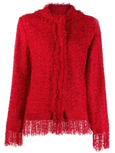 Msgm Fringed Jacket In Red