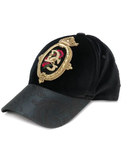 Dolce & Gabbana Embellished Logo Baseball Cap In Black