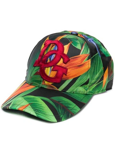 Dolce & Gabbana Palm Print Baseball Cap In Green