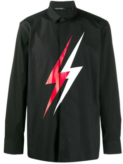 Neil Barrett Lightning Bolt Shirt In Black