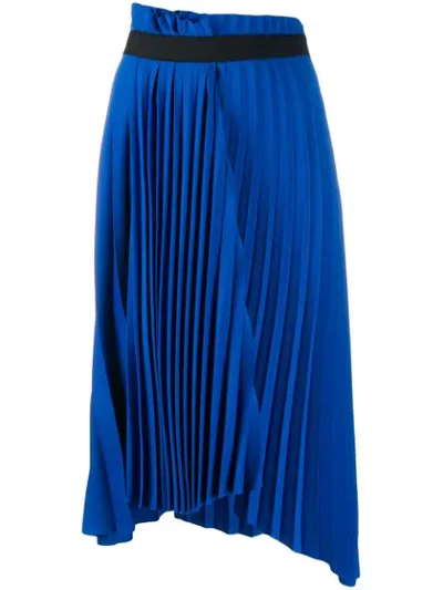 Balenciaga Asymmetric Pleated Midi Crepe Skirt In Blue