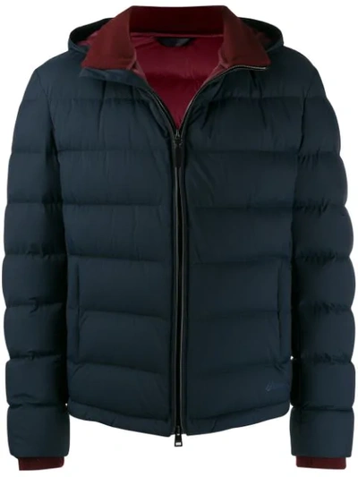 Brioni Zipped Padded Jacket In Blue