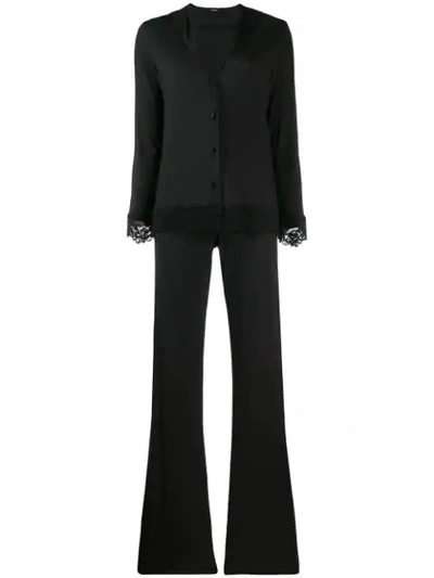 La Perla Tres Souple Lace Detail Pyjama Set In Black - B010