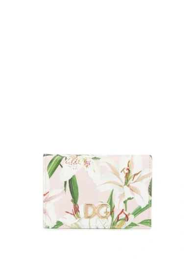 Dolce & Gabbana Lily Print Cardholder In Pink