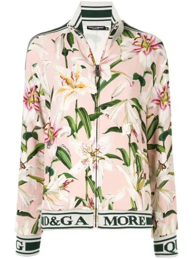 Dolce & Gabbana Floral Stretch Cady Track Jacket In Pink