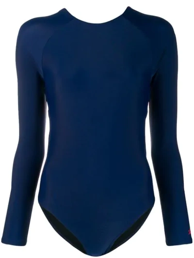 Perfect Moment Long-sleeved Swimsuit In Blue