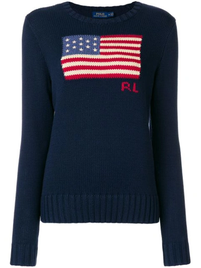 Polo Ralph Lauren American Flag Jumper In Blue