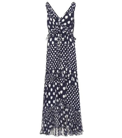 Diane Von Furstenberg Misha Spot-print Tiered Silk Maxi Dress In Blue