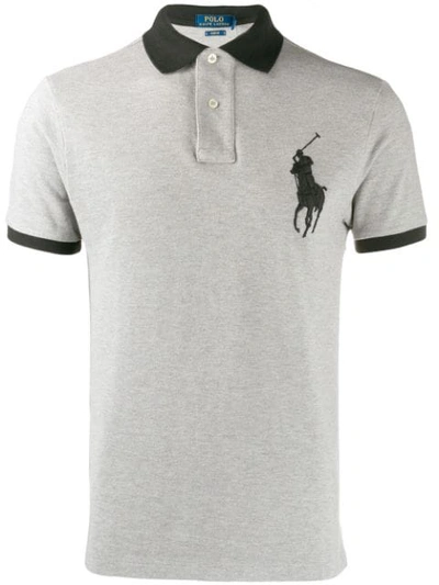 Polo Ralph Lauren Logo Embroidered Polo Shirt In Grey
