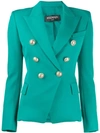 Balmain Button-embellished Blazer In Green