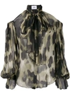 Atu Body Couture Animal Print Blouse In Black